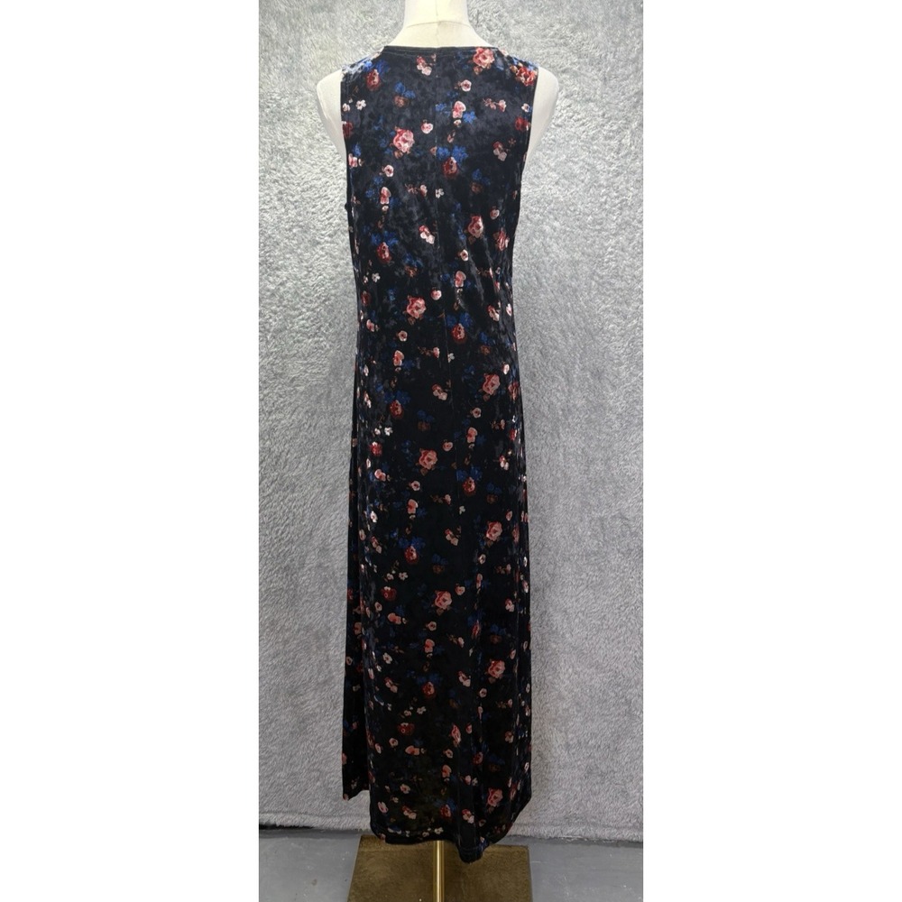 Natural Life Womens M Black Velvet Floral Maxi Dress Boho Whimsigoth Y2K - Picture 3 of 9